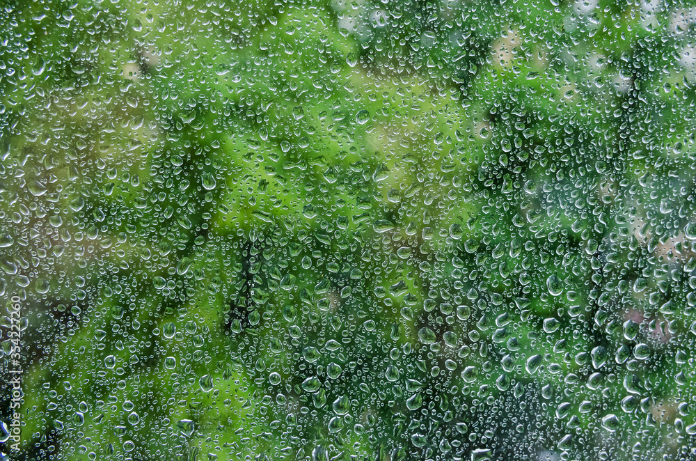 Obraz premium Water drops on glass window