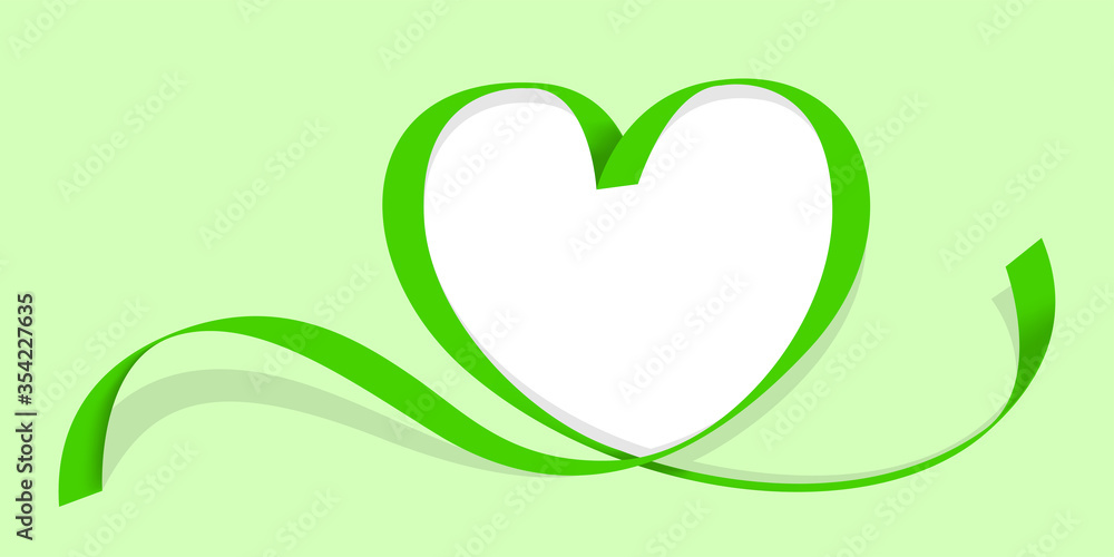 ribbon heart shape green isolated on green pastel, ribbon line green heart-shaped, heart shape ribbon stripes green, copy space, border tape curl heart shaped for decoration greeting valentine's day ribbon heart shape green isolated on green pastel, ribbon line green heart-shaped, heart shape ribbon stripes green, copy space, border tape curl heart shaped for decoration greeting valentine's day