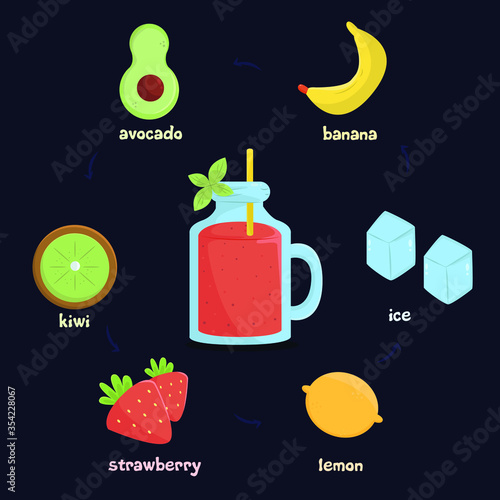 fruit smoothie delicious recipe hand drawn