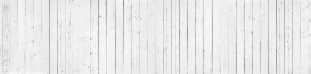 White wood texture background panorama. Top view surface of the table.