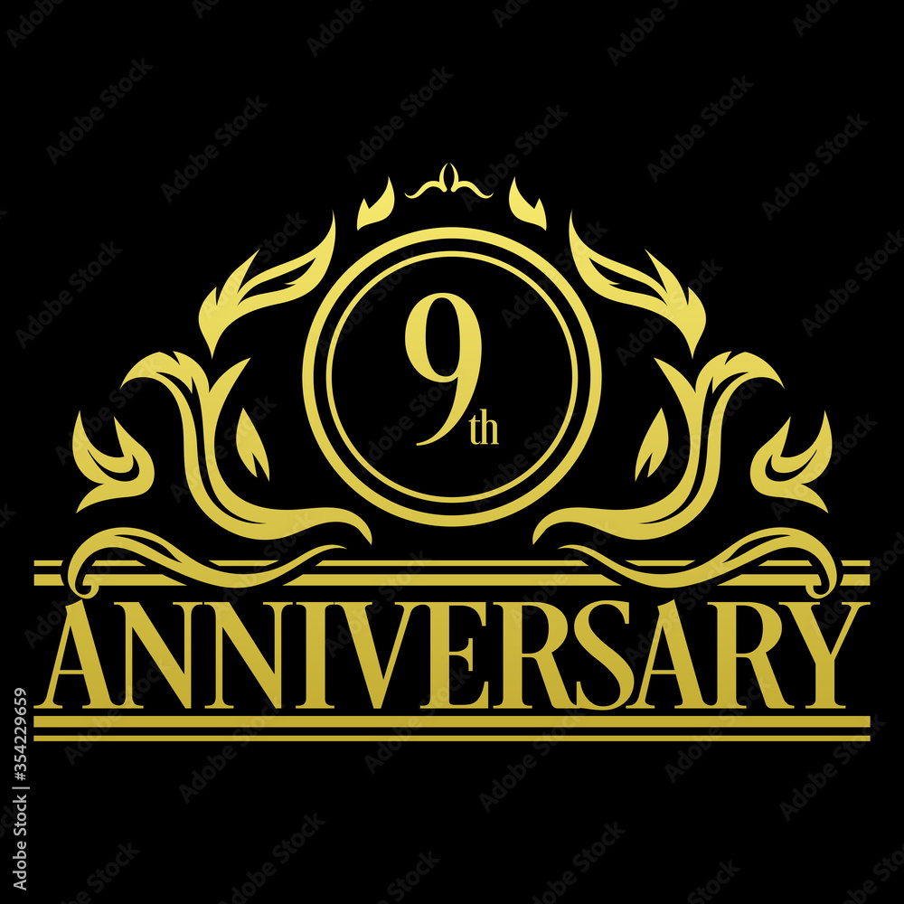 Luxury 9th anniversary Logo illustration vector