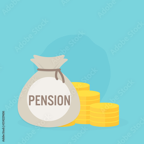 Pension savings and planning concept illustration saving money in money bag for investment of the elderly in case of daily expenses during retirement from work and medical expenses