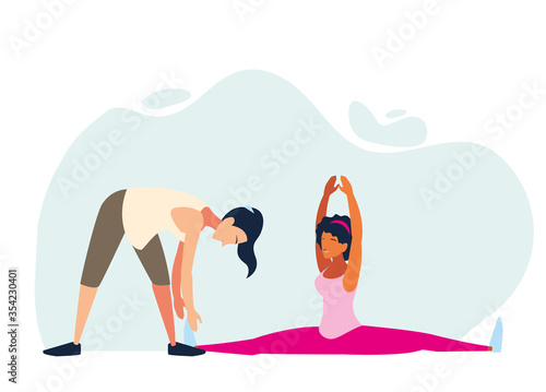 women doing stretching and strength exercise