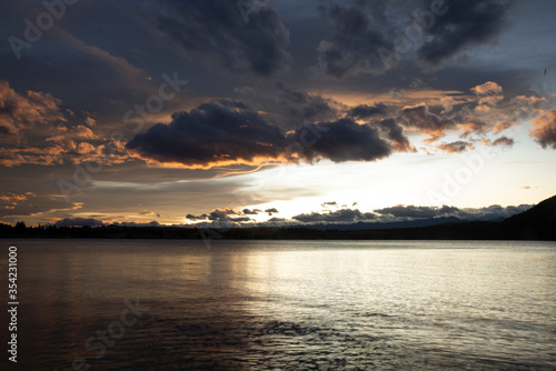 Sunset at lake tekapo shore
