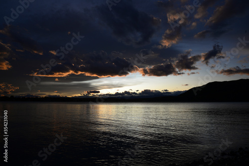 Sunset at lake tekapo shore