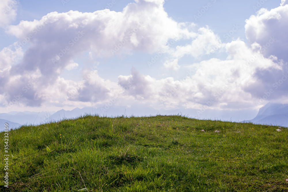 Green field and blue sky