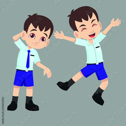 A student boy different mood