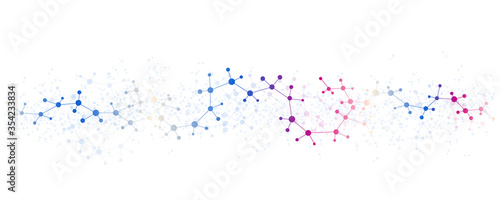 Structure molecule and communication. Dna, atom, neurons. Scientific concept for your design. Connected lines with dots. Medical, technology, chemistry, science background. Vector illustration.