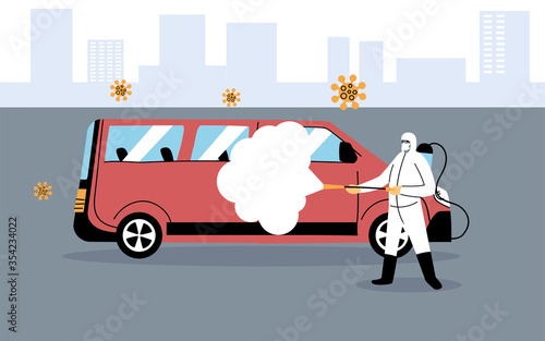service van disinfection by coronavirus or covid 19