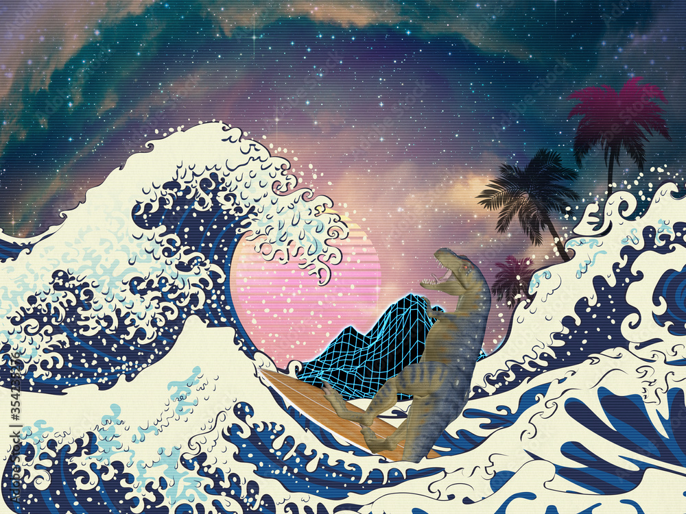 Photography Poster Trex surfing great wave | Wall Art | Abposters.com