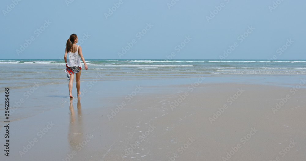 Woman enjoy look at the sea