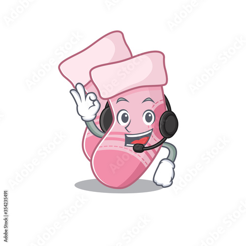 A stunning baby socks mascot character concept wearing headphone photo