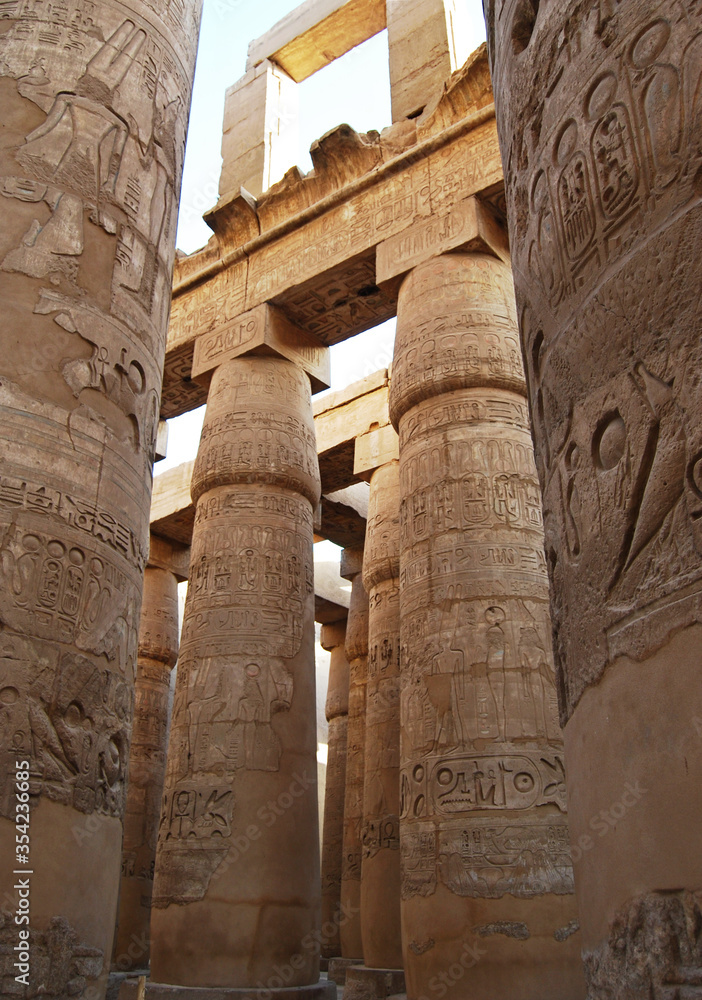Ancient column, obelisk and pillar in Temple of Karnak. Egypt Ancient column, obelisk and pillar in Temple of Karnak. Egypt