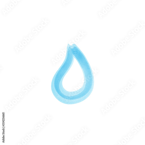 Vector watercolor drop of water. Stock vector illustration isolated on white background.