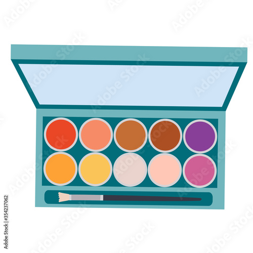 set of colored eyeshadows, cosmetics, palette, flat, isolated object on a white background, vector illustration,