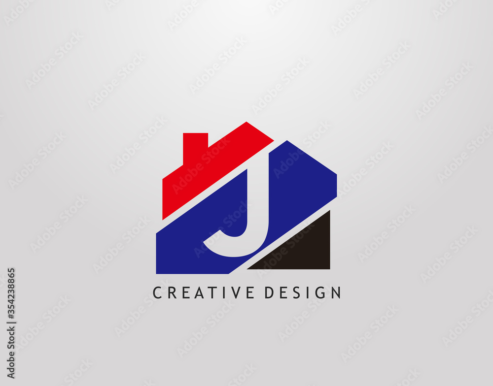 J Letter Logo. house strip shape with negative letter J, Real Estate Architecture Construction Icon Design. J Letter Logo. house strip shape with negative letter J, Real Estate Architecture Construction Icon Design.