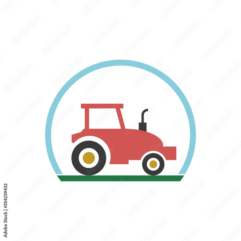 Tractor icon flat illustration for graphic and web design isolated on white background