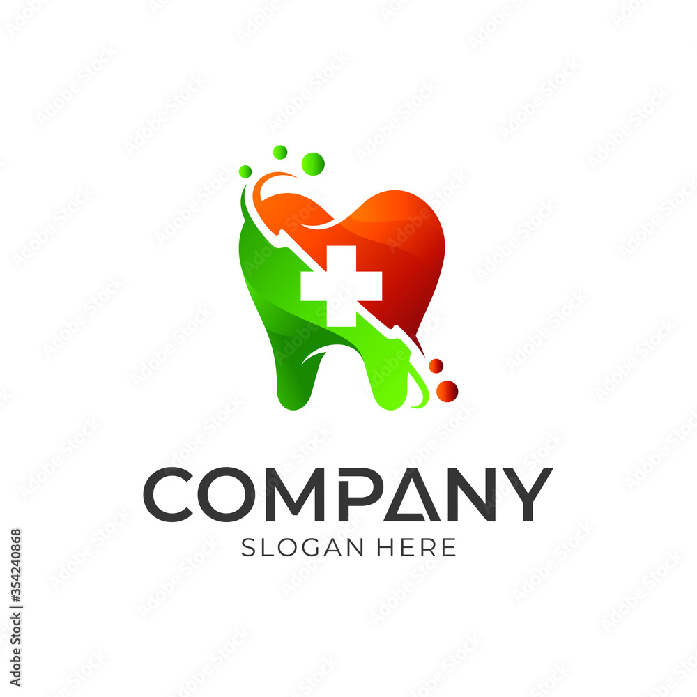 dental clinic vector logo, dental care and protection, dental logo with a medical icon dental clinic vector logo, dental care and protection, dental logo with a medical icon