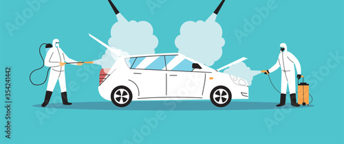 service car disinfection by coronavirus or covid 19