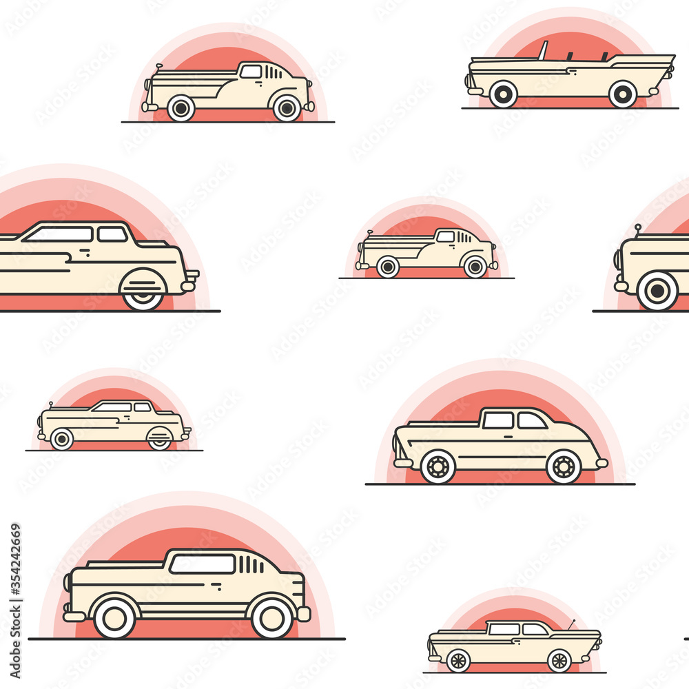 Vector illustration of retro car seamless pattern.