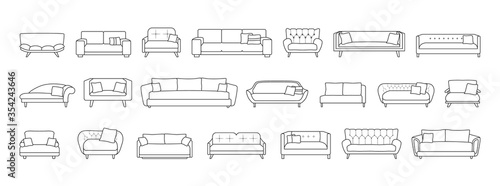 Sofa isolated line set icon. Vector illustration couch on white background . Furniture line set icon. photo