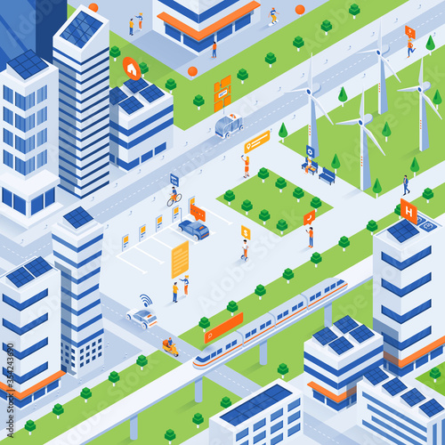 Modern flat design isometric concept of Eco Smart City for website and mobile website. Easy to edit and customize. Vector Isometric illustration