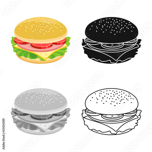 Vector design of bun and cheese logo. Web element of bun and bacon stock symbol for web.