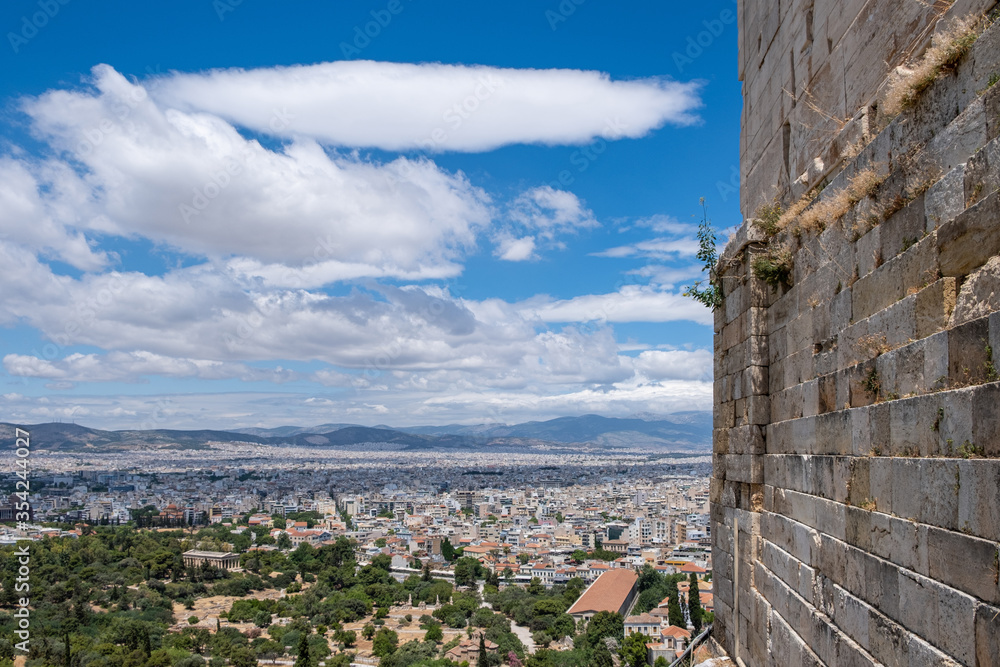 Obraz premium Athens, Greece cityscape and Hephaestus temple aerial view,