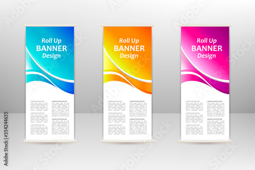 Roll up vertical banner, business design template