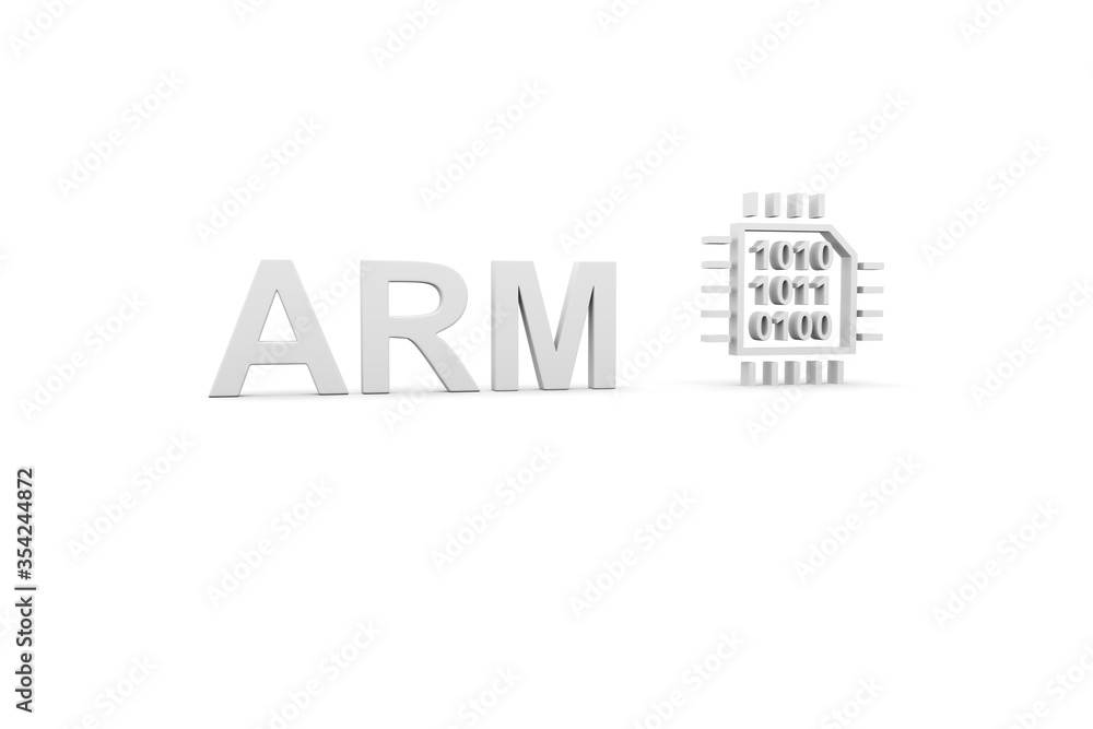 ARM concept white background 3d render illustration ARM concept white background 3d render illustration