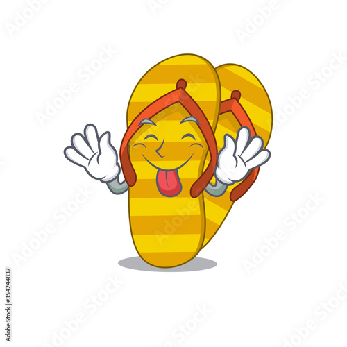 Funny flip flops cartoon design with tongue out face