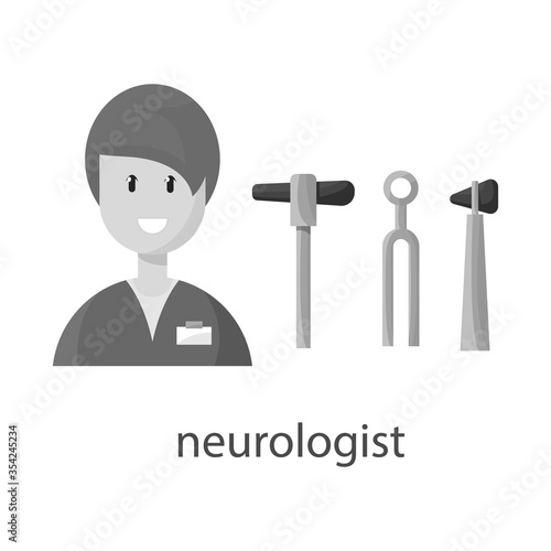 Vector design of doctor and neurologist logo. Collection of doctor and woman stock symbol for web.
