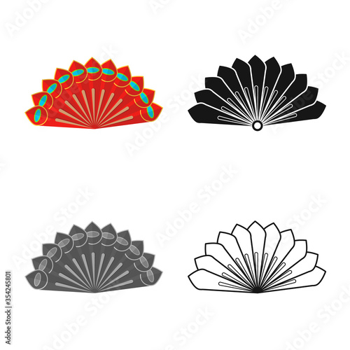Vector illustration of fan and oriental symbol. Set of fan and cool vector icon for stock.