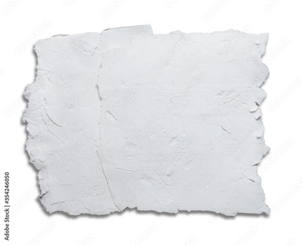 Fototapeta premium Old eco paper kraft,pieces of white crumpled paper on white background