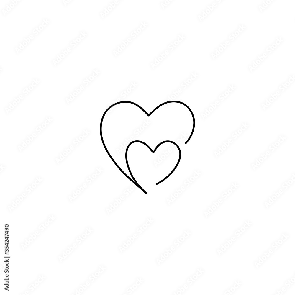Line illustration of heart and heartbeat. Simple drawing vector illustration.
