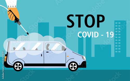 service van disinfection by coronavirus or covid 19