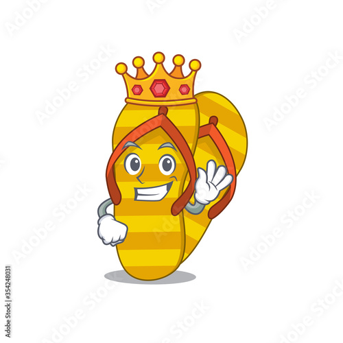 A Wise King of flip flops mascot design style with gold crown © kongvector