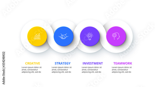Four circles infographic elements. Business template for presentation. Vector flowchart concept with 4 options or steps