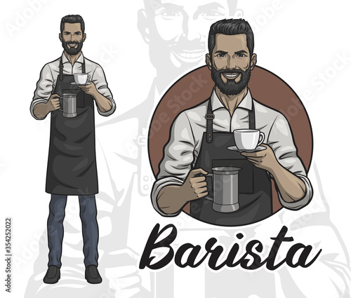 A Male Barista with a Cup of Coffee