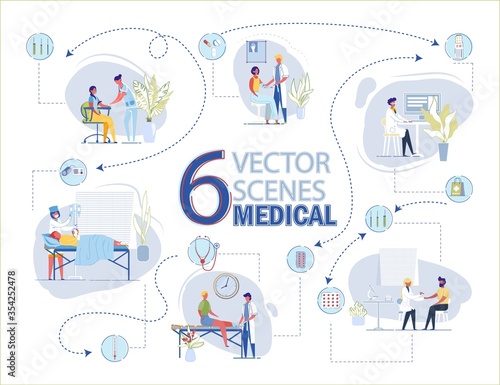 Vector Medical Scene with Doctor Nurse and Patient