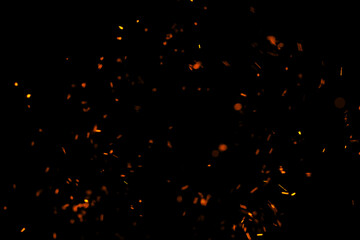 flame of fire with sparks on a black background