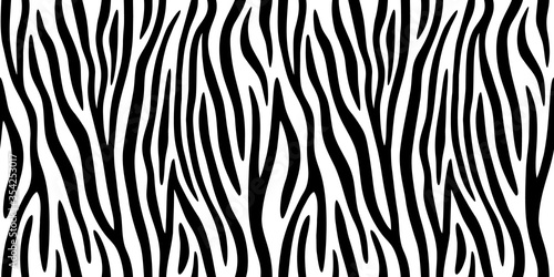 Zebra stripes seamless pattern. Endless black and white background. Vector illustration..