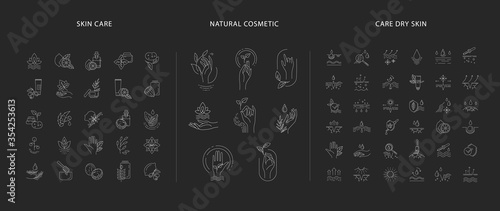 Vector icon and logo for natural cosmetics and care dry skin