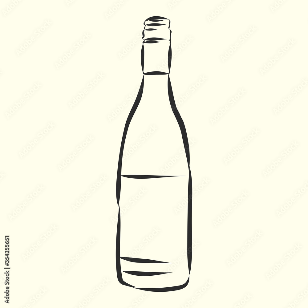 Sketch wine bottle . wine bottle, vector sketch illustration Sketch wine bottle . wine bottle, vector sketch illustration