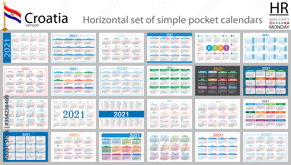 Croatian horizontal pocket calendar for 2021 Croatian horizontal pocket calendar for 2021