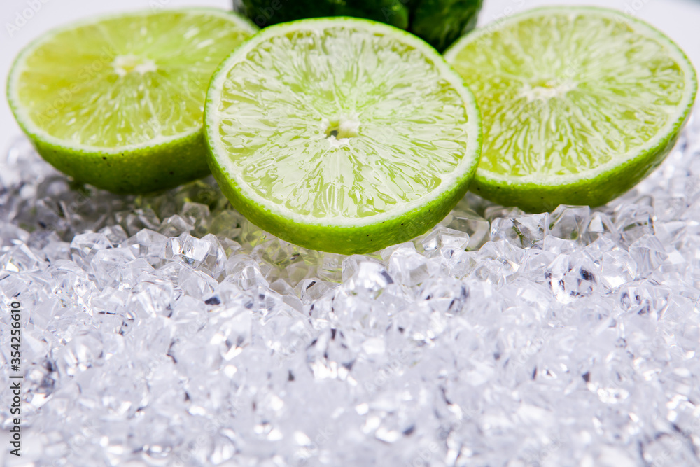 fresh lime slices on the ice fresh lime slices on the ice