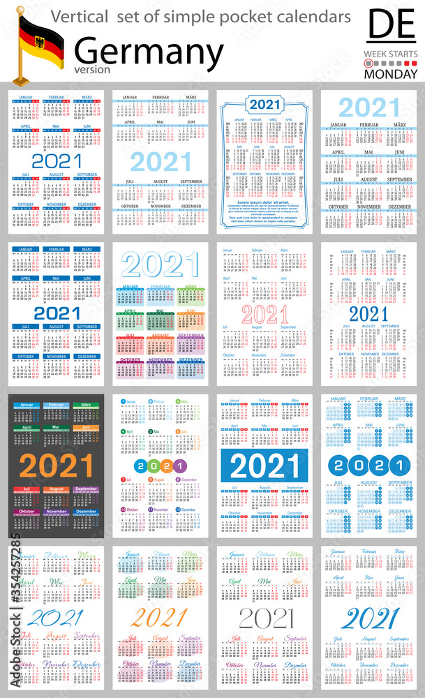 German vertical pocket calendar for 2021 German vertical pocket calendar for 2021