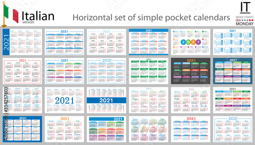 Italian horizontal pocket calendar for 2021