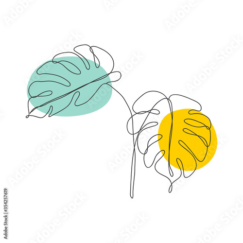 Leaves icon Line art. Minimal flora design with abstract shape background for cover, prints, fabric and wallpaper. Vector illustration