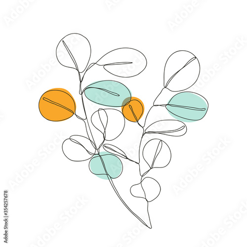 Leaves icon Line art. Minimal flora design with abstract shape background for cover, prints, fabric and wallpaper. Vector illustration